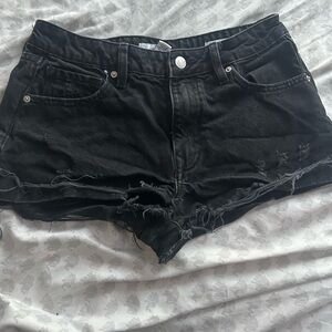 Forever 21 Black Ripped Jean Shorts